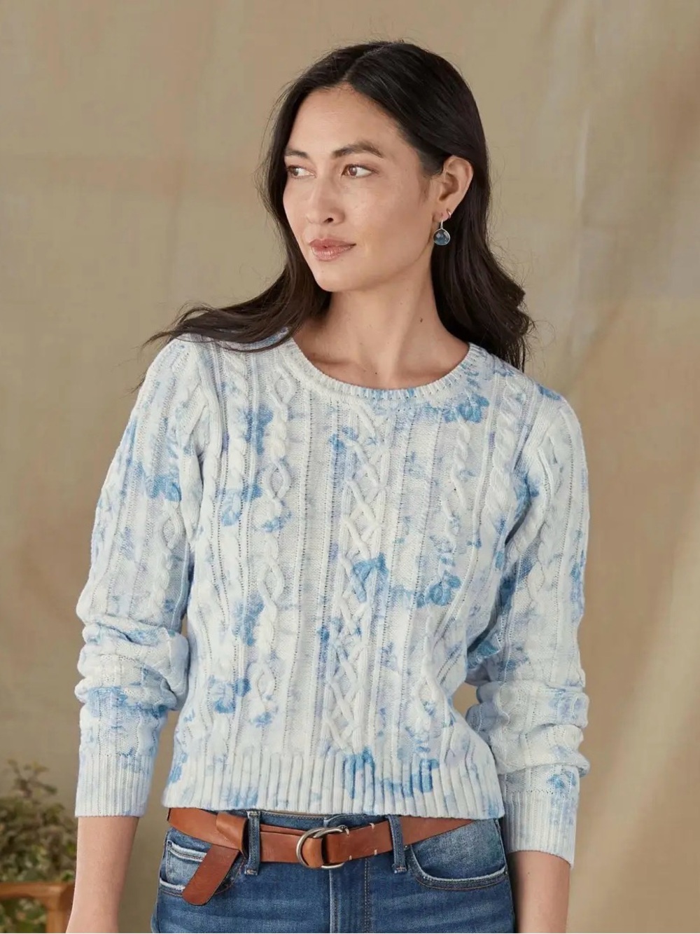 Loveshack Fancy cropped knit white and blue sweater. New with tags.